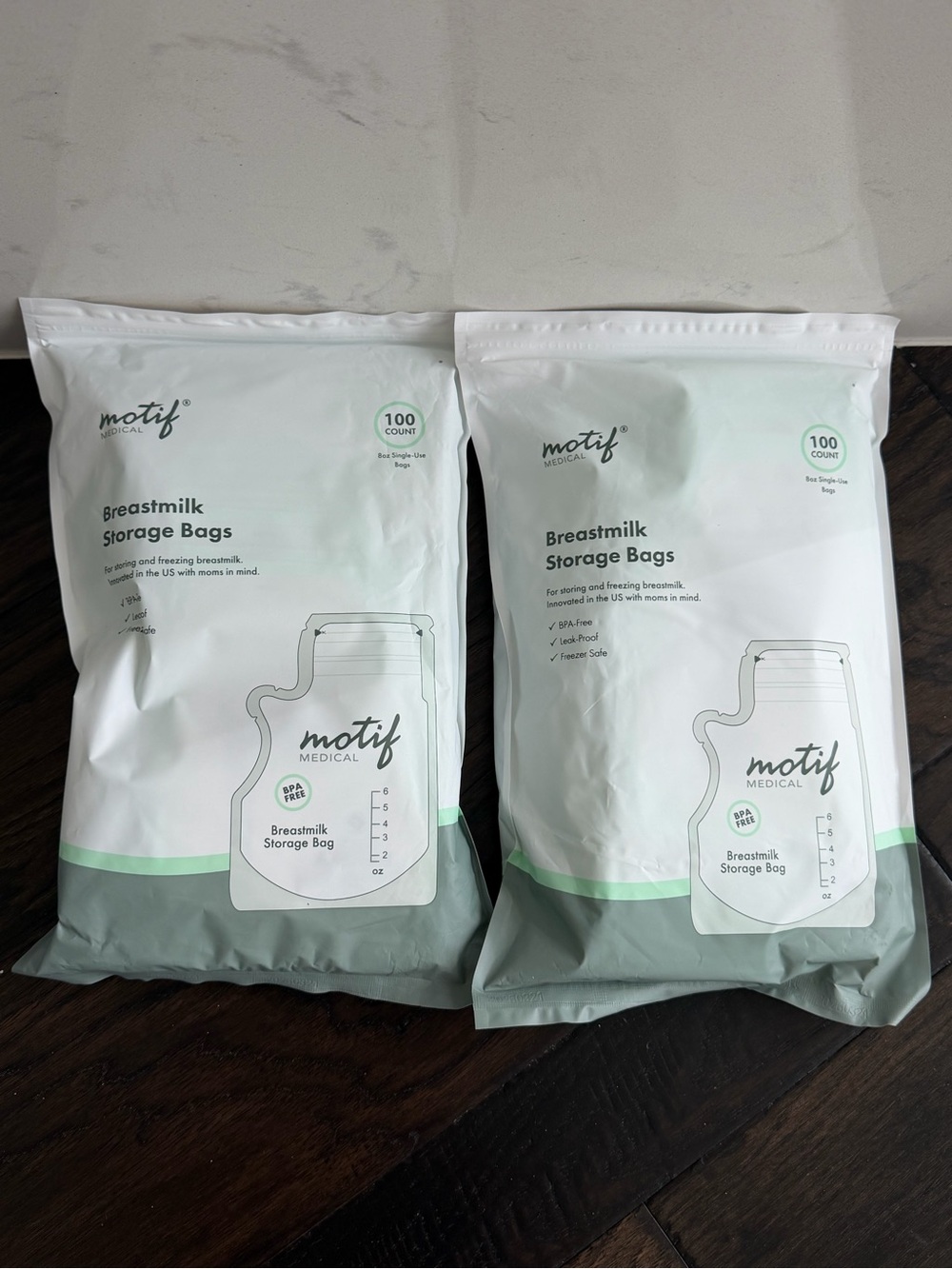 Motif Medical breastmilk storage bags bundle of 2 packs (200 units total)